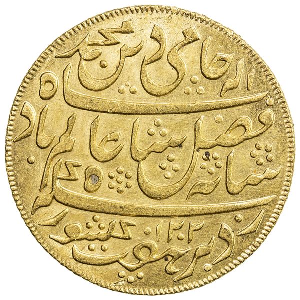 BENGAL PRESIDENCY: AV mohur (12.35g), "Murshidabad", AH1202 year 19 (frozen). AU