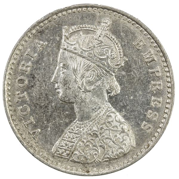 BRITISH INDIA: Victoria, Empress, 1876-1901, AR 2 annas, 1884(c). AU