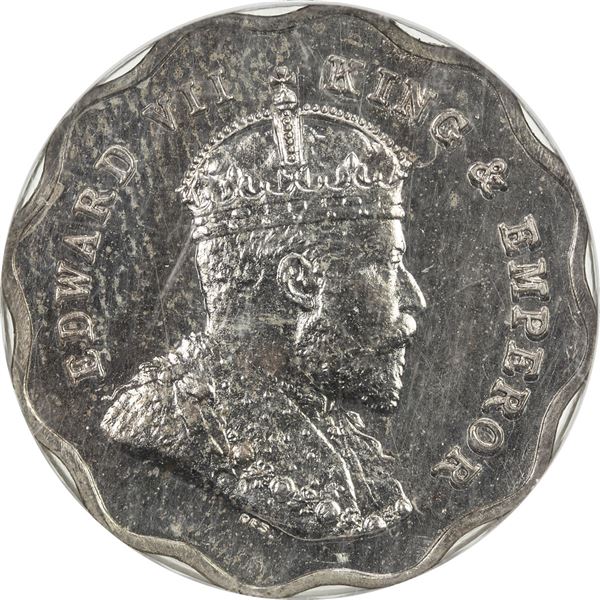 BRITISH INDIA: Edward VII, 1901-1910, 1 anna, 1908-B, later restrike, lacquered, NGC PF63