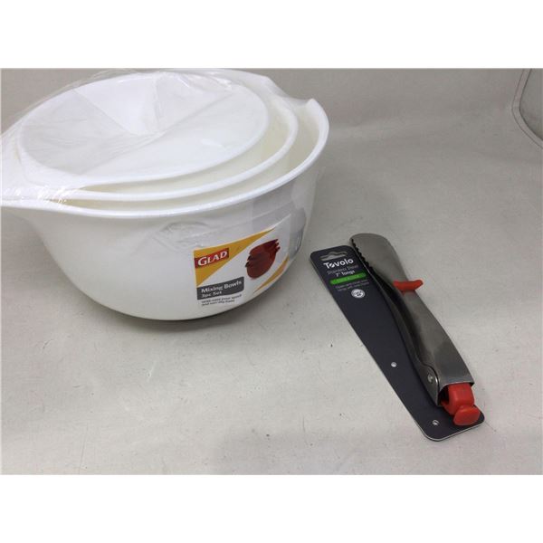 Mixing Bowls Set and 7in Stainless Steel Tongs