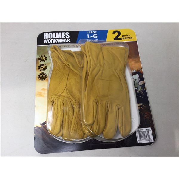 Holmes Workwear Cowhide Leather Gloves 2pk (L)
