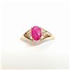 Image 2 : 10K Yellow Gold Burmese Ruby(0.8ct) Diamond(0.07ct) Claw Set, 1 Very Intense Red Ruby, 2 Diamonds(Si