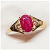 Image 3 : 10K Yellow Gold Burmese Ruby(0.8ct) Diamond(0.07ct) Claw Set, 1 Very Intense Red Ruby, 2 Diamonds(Si