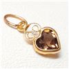 Image 1 : 14K Yellow Gold Smokey Topaz Heart Shaped Pendant (~weight 0.2g), Made in Canada, Suggested Retail V