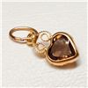 Image 2 : 14K Yellow Gold Smokey Topaz Heart Shaped Pendant (~weight 0.2g), Made in Canada, Suggested Retail V