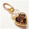 Image 3 : 14K Yellow Gold Smokey Topaz Heart Shaped Pendant (~weight 0.2g), Made in Canada, Suggested Retail V