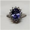 Image 2 : 10K White Gold Tanzanite(1.2ct) Diamond(0.49ct) Claw Set,1 Very Intense Blue With Purplish Overtone 