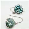 Image 1 : 14K White Gold Moissanite(5.3ct) Hand Assembled With Ear Wires, 2 Bezel Set Very Light Bluish Green 