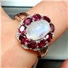 Image 1 : Silver Rainbow Moonstone And Rhodolite(4.1ct) Ring (~weight 4.8g), Suggested Retail Value $300