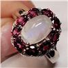 Image 2 : Silver Rainbow Moonstone And Rhodolite(4.1ct) Ring (~weight 4.8g), Suggested Retail Value $300