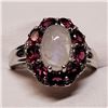 Image 3 : Silver Rainbow Moonstone And Rhodolite(4.1ct) Ring (~weight 4.8g), Suggested Retail Value $300