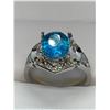 Image 1 : Ladies Size 7.5 Blue Zircon Oval Cut Solitaire Gemstone Ring