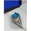 Image 2 : Ladies Size 7.5 Blue Zircon Oval Cut Solitaire Gemstone Ring