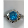 Image 4 : Ladies Size 7.5 Blue Zircon Oval Cut Solitaire Gemstone Ring