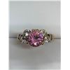 Image 4 : Ladies 14K GP Size 7.5 Pink Ice Solitaire Gemstone Ring with Side Stones