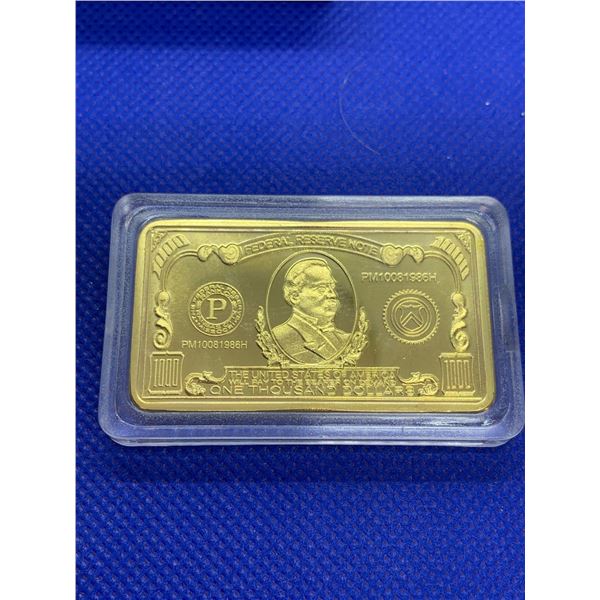 United States of America Collectors federal reserve 1000 dollar commemorative cased wafer bar
