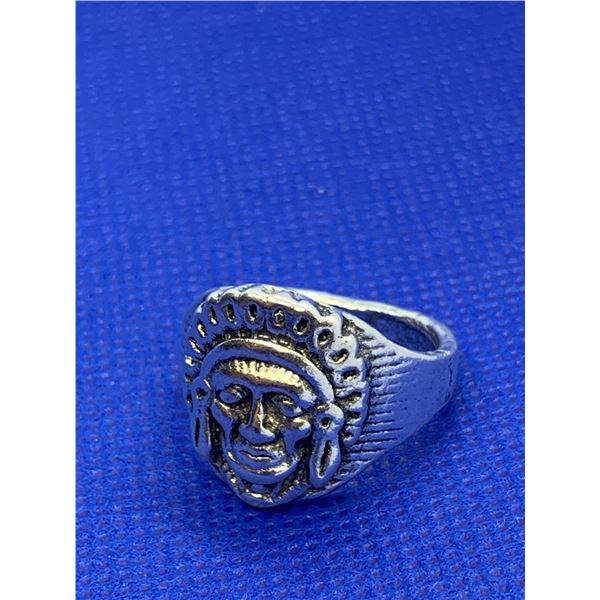 Gents Native Silver bikers Ring - size 9
