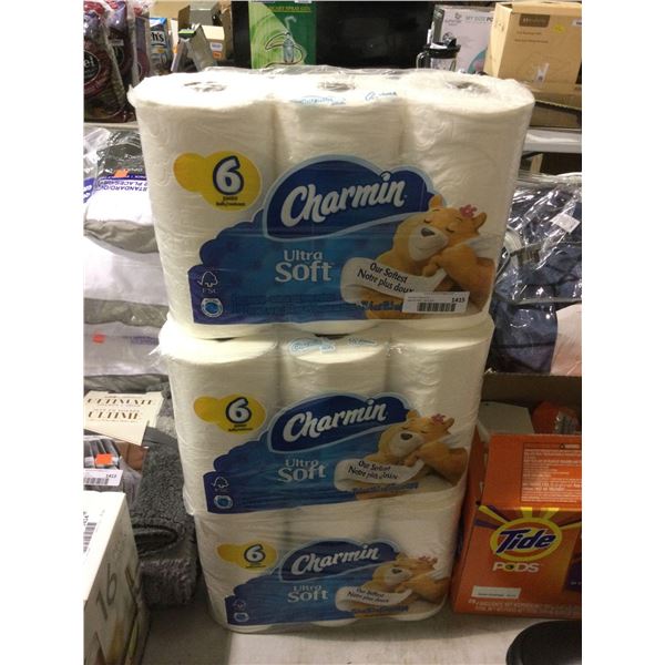Charmin 6 Roll Ultra Soft Bathroom Tissue Lot of 3