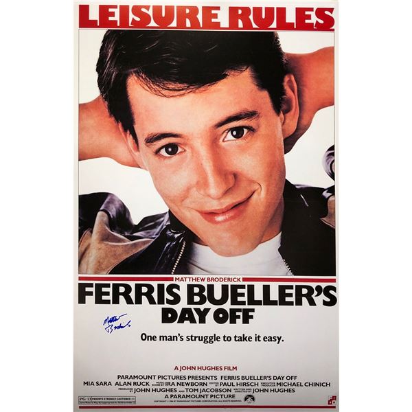 Ferris Bueller's Day off Poster Matthew Broderick Mia Sara Alan Ruck Autographed Signed