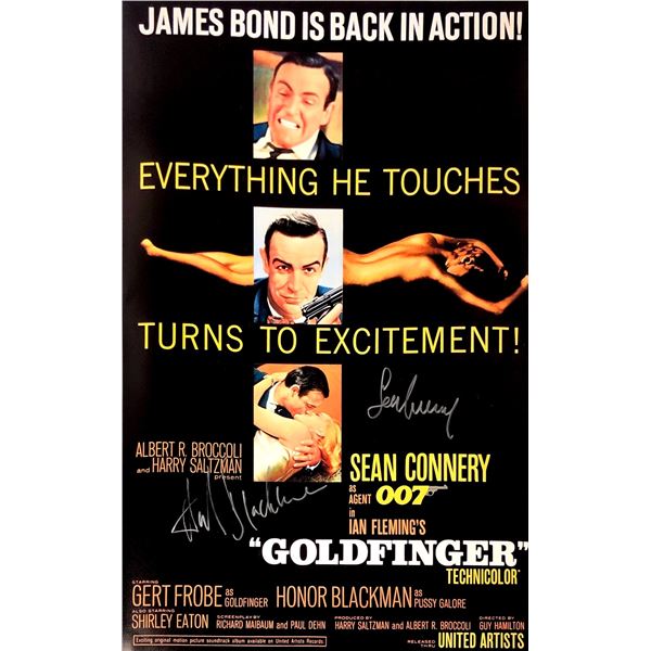 Sean Connery Honor Blackman Autograph Signed Goldfinger Poster