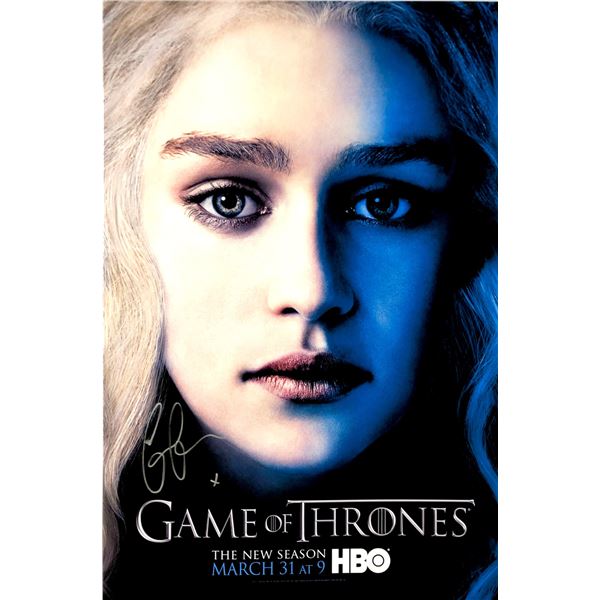 Autograph Signed Emilia Clarke Game of Thrones Poster