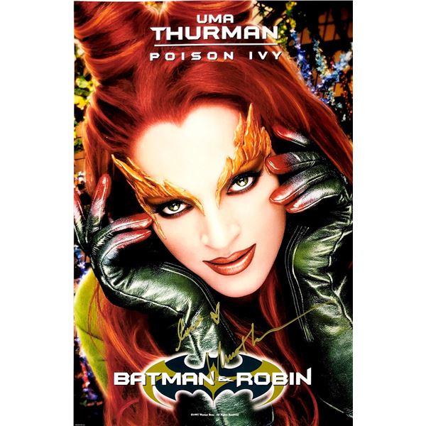 Autograph Signed Batman Robin Uma Thurman Poster