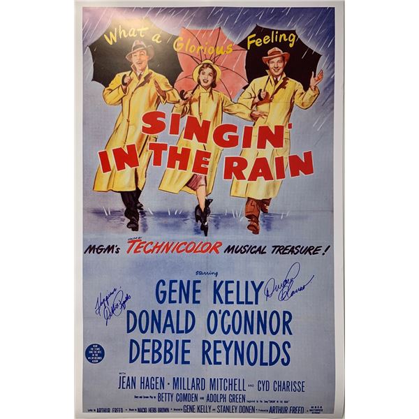 Debbie Reynolds Autograph Signed Singing In the Rain Poster