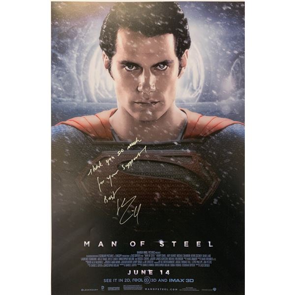 Henry Cavill Autograph Signed Man of Steel Poster