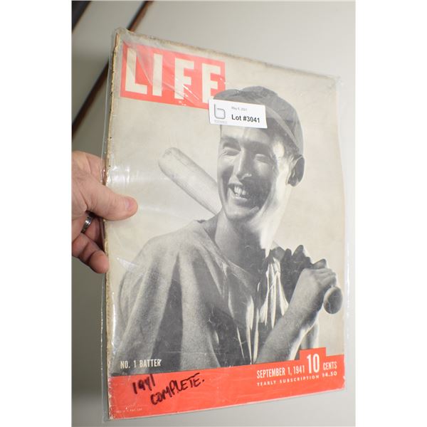 RARE 1941 TED WILLIAMS ISSUE OF LIFE MAGAZINE