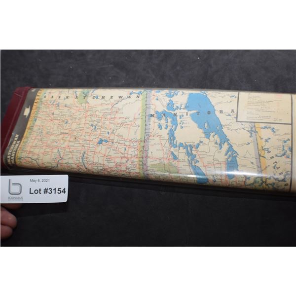 SCARCE ANTIQUE ROLL-A-MAP FOR SUN VISOR (CLIPS BROKEN)