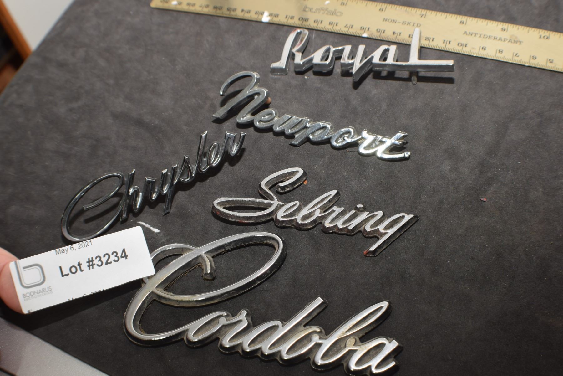 Chrysler Script Emblems VINTAGE CAR EMBLEM ...CHRYSLER SCRIPT EMBLEMS - Bodnarus Auctioneering