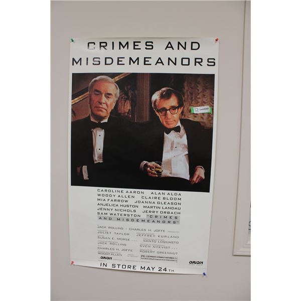 1990 Crimes and Misdemeanours Orion Home Video Poster 24.5" x 39.5"