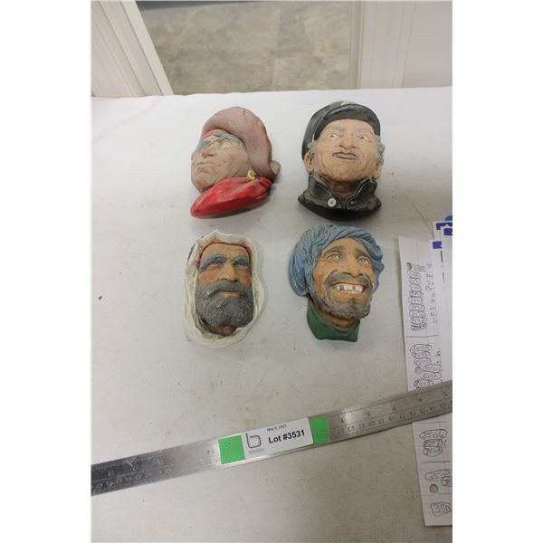 Chalkware Heads (4 pieces)