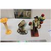 Image 1 : Three Glass Pieces Chalkware Figurines