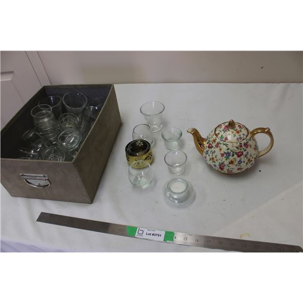 Sadler Tea Pot and Glass Candle Holders