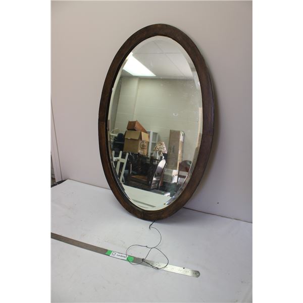 Wooden Oval Mirror