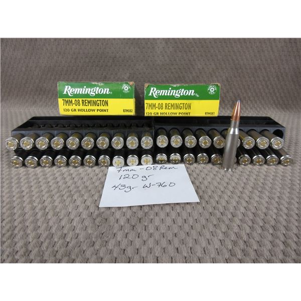 7MM-08 2 Boxes of 20 Rounds - Reloads sold as componets