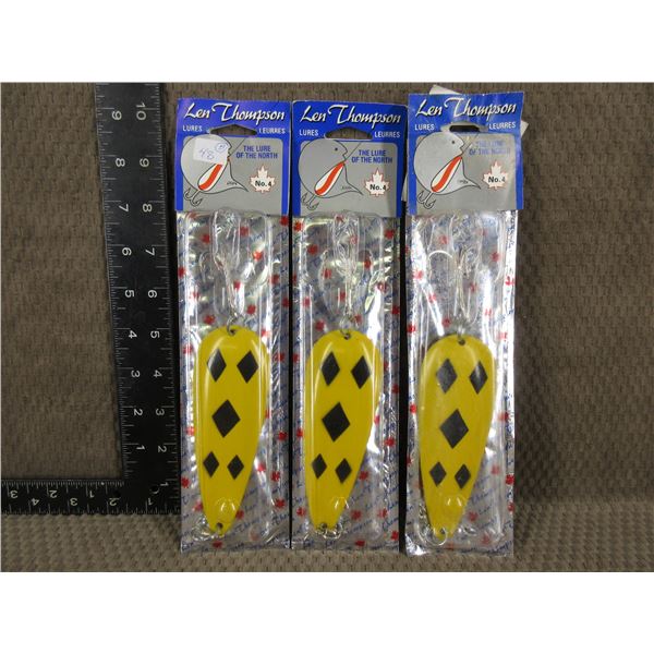 3 - Len Thompson #4 Black Diamond Hooks - New Old Stock