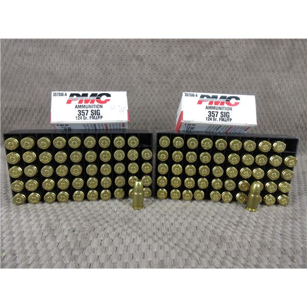 357 SIG. 124 gr, FMJ/FP, PMC - 2 Boxes of 50