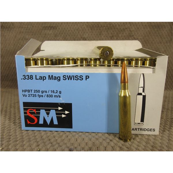 338 Lapua Mag 250 gr, HPBT, SM - 1 Box of 20