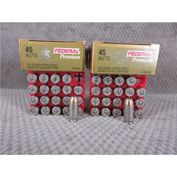 45 Auto 230 gr, JHP, Federal - 2 Boxes of 20