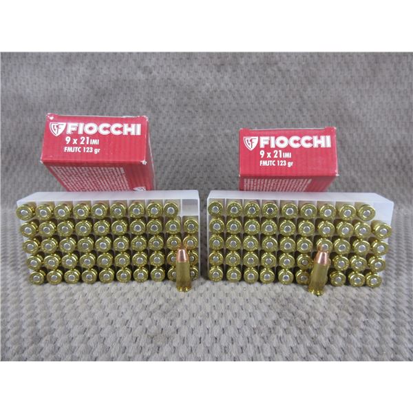 9 X 21, 123 gr, FMJ, Fiocchi - 2 Boxes of 50