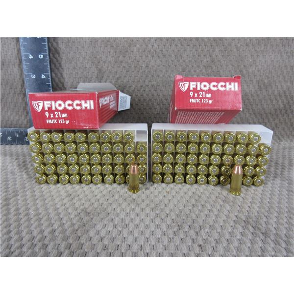 9 X 21, 123 gr, FMJ, Fiocchi - 2 Boxes of 50