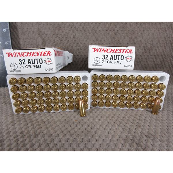 32 Auto, 71 gr, FMJ, Winchester  - 2 Boxes of 50