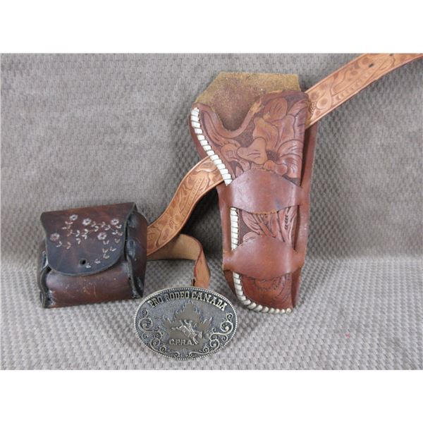 Holster, Ammo Pouch & 34" Belt - All Leather