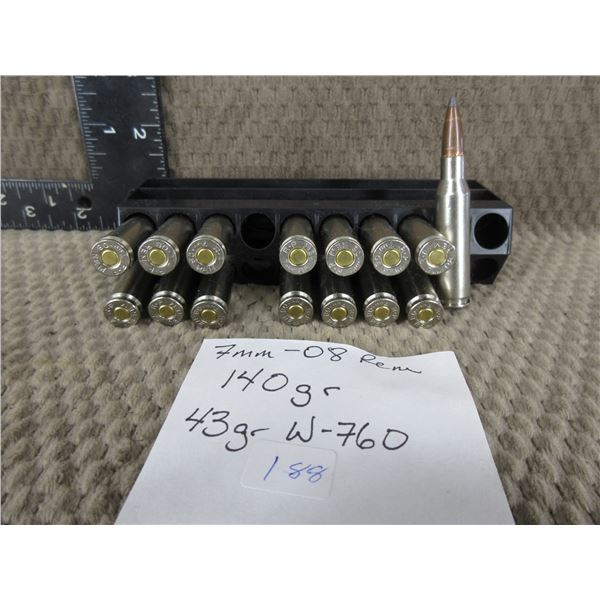7MM-08 - 15 Rounds - Reloads sold as componets