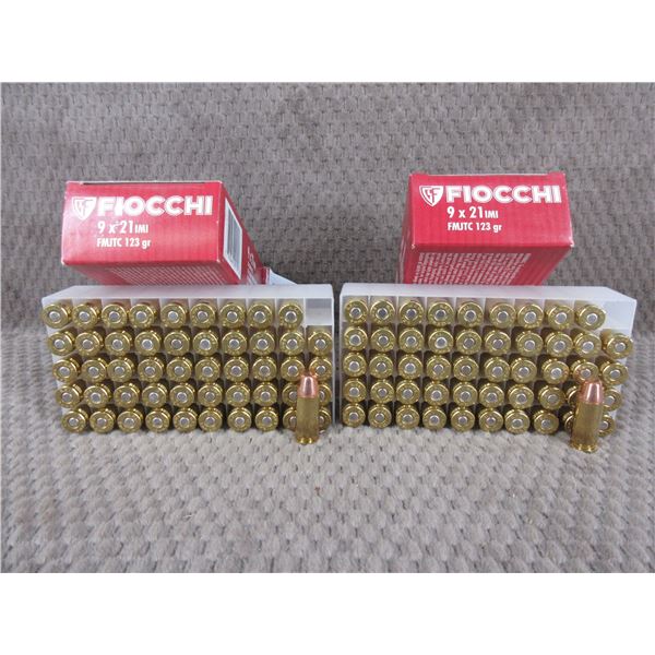 9 X 21, 123 gr, FMJ, Fiocchi - 2 Boxes of 50