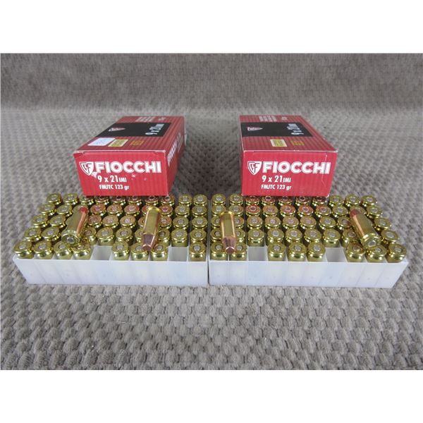 9 X 21, 123 gr, FMJ, Fiocchi - 2 Boxes of 50