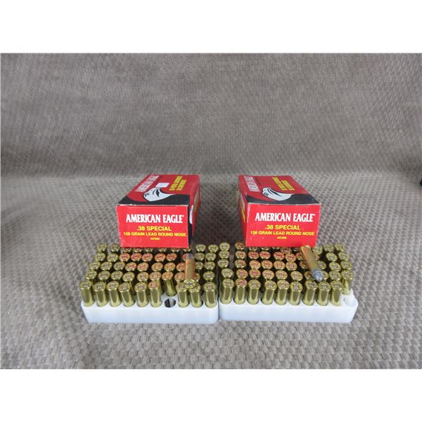 38 Spec, 158 gr, Lead RN, American Eagle - 2 Boxes of 50