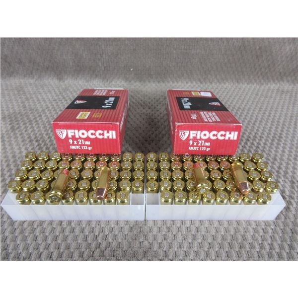 9 X 21, 123 gr, FMJ, Fiocchi - 2 Boxes of 50